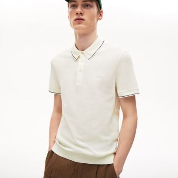 Lacoste Cotton-Silk Piqué Polo Shirt - Polo Pánské Bílé / Černé | CZ-beDaUO